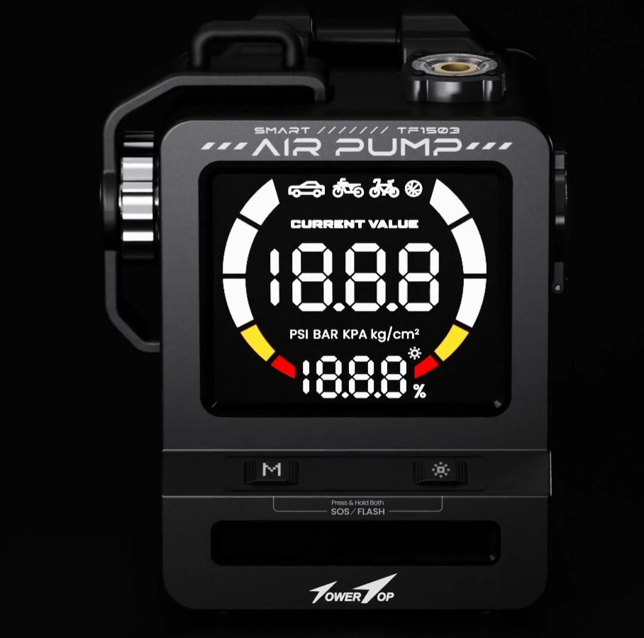 TowerTop Adjustable Mood Lighting Camping Lantern & Tire Inflator: 150PSI Cordless Tire Inflator with 4*2100mAh Rechargeable Battery Air Pump for Car Bike Motorcycle Ball