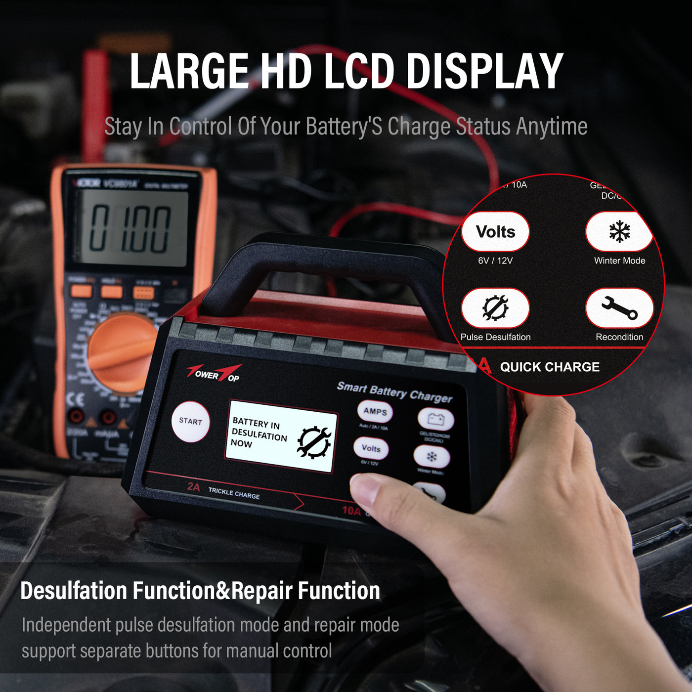 2A/10A/Auto  6V/12V Battery Charger